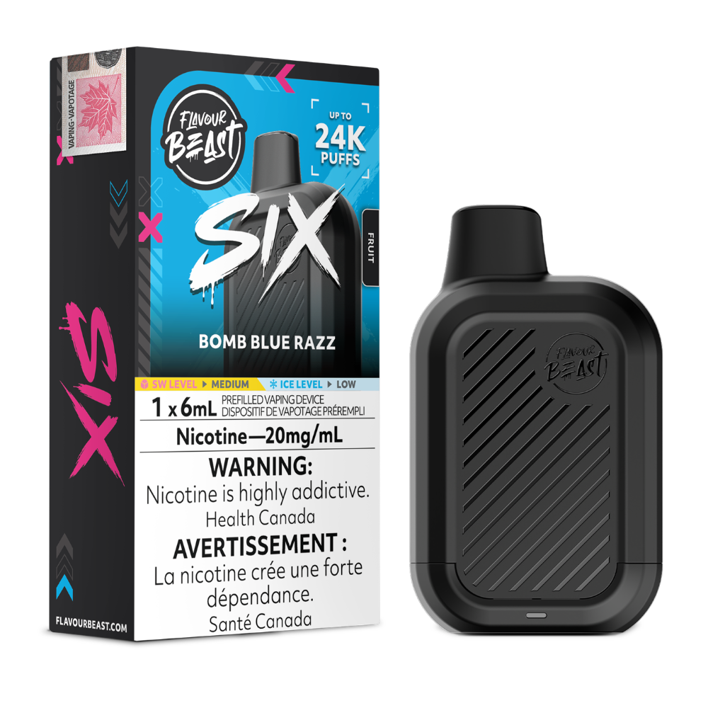 Flavour Beast Six 24k Disposable Vape: Bomb Blue Razz (6mL)