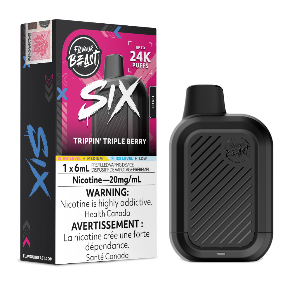 Flavour Beast Six 24k Disposable Vape: Trippin' Tripple Berry (6mL)