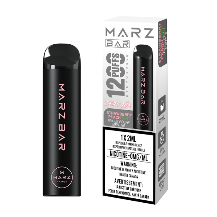 Marz Bar 1200 (Nicotine-Free) Disposable Vape – Strawberry Peach Mint1