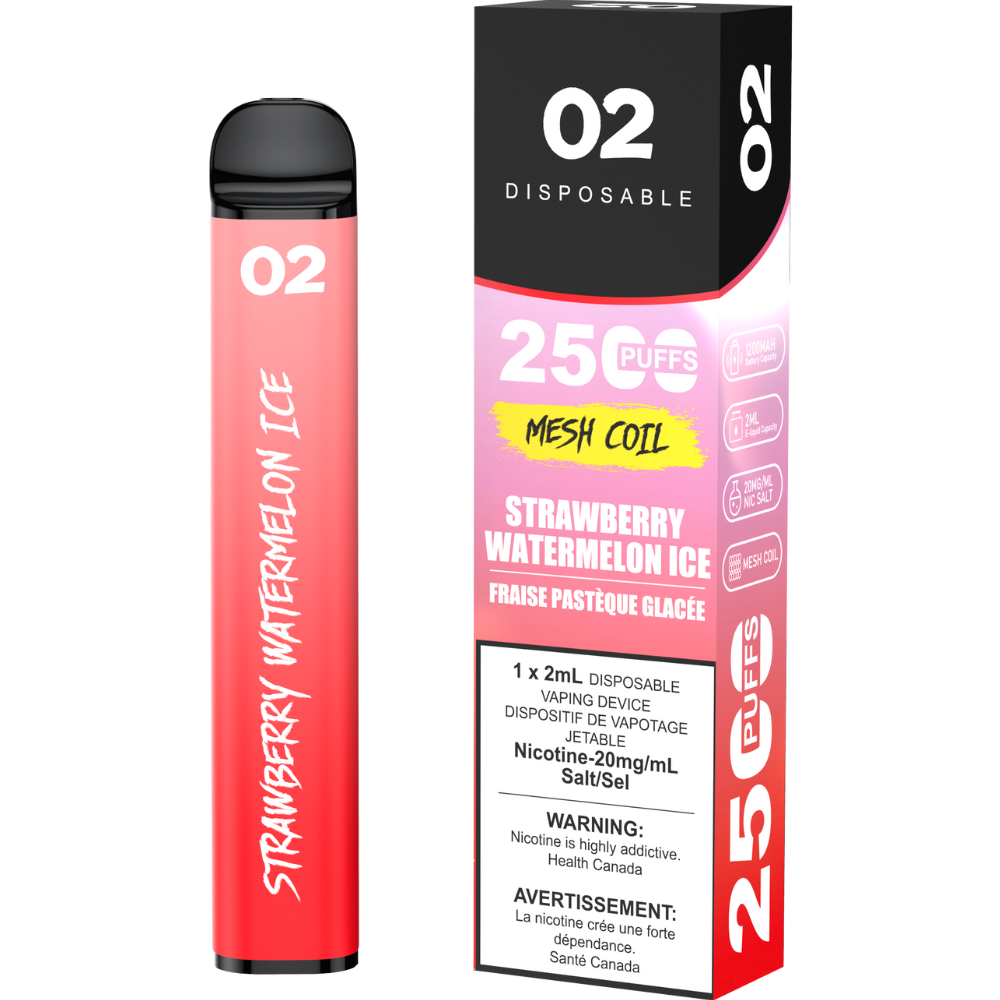 O2 2500 Puffs Disposable Vape - Strawberry Watermelon Ice Puff Vapes Online O2 2500 Puffs Disposable Vape - Strawberry Watermelon Ice Puff Vapes Online