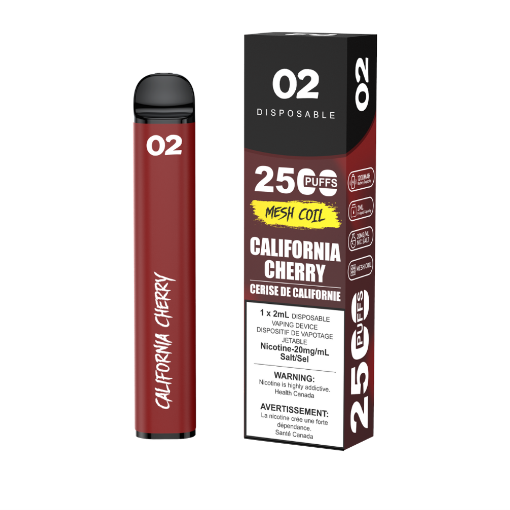 O2 2500 Puffs Disposable Vape - California Cherry Puff Vapes Online O2 2500 Puffs Disposable Vape - California Cherry Puff Vapes Online