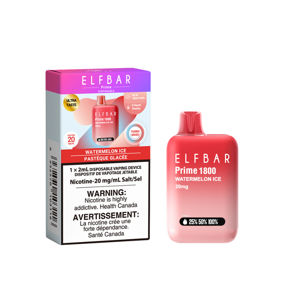 Elf Bar Prime 1800 Puffs Disposable Vape - Watermelon Ice (2mL)
