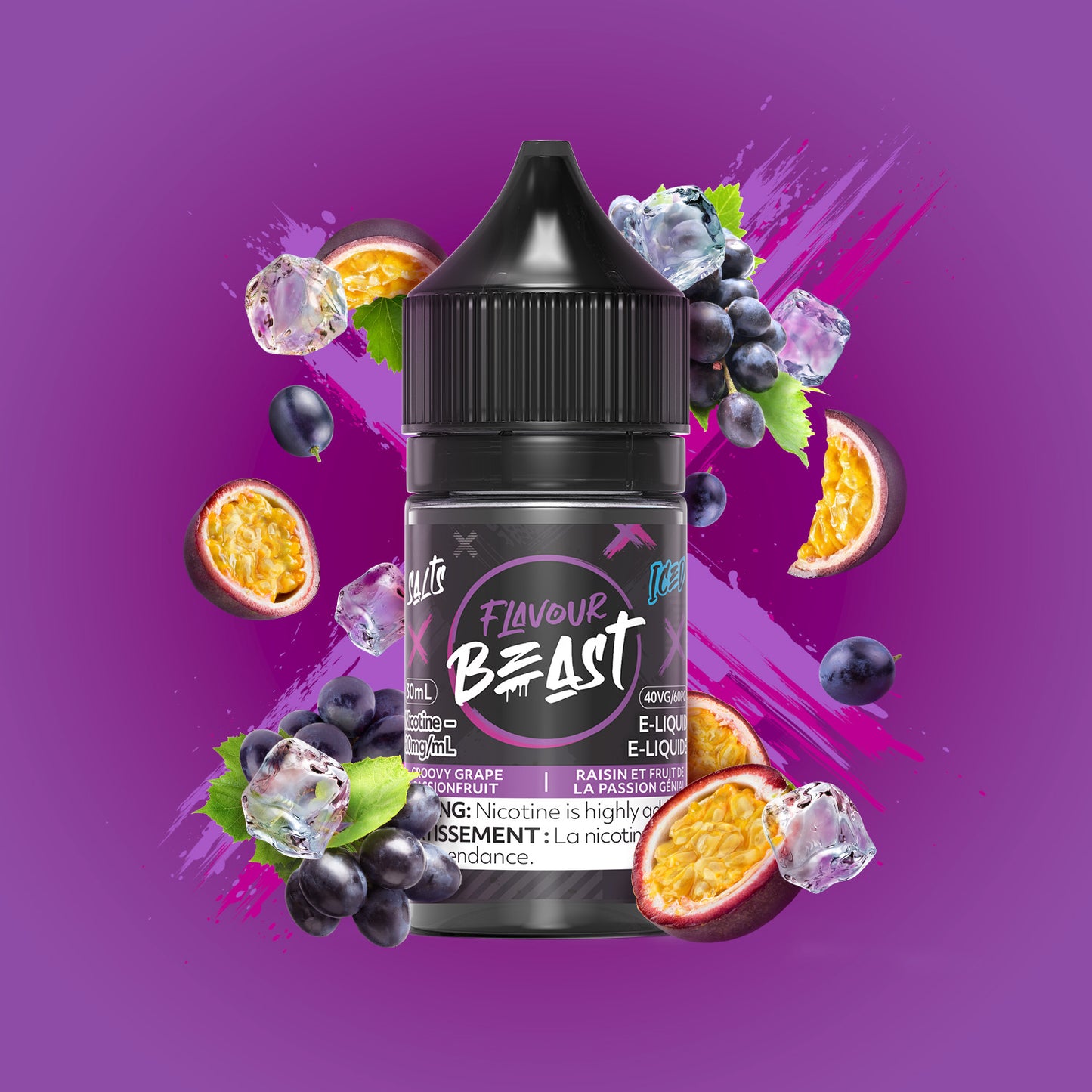 Flavour Beast Iced Salts Groovy Grape Passionfruit 30mL 10mg