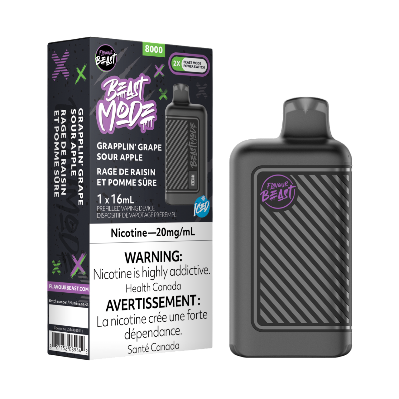 Flavour Beast Beast Mode - Grapplin Grape Sour Apple Iced
