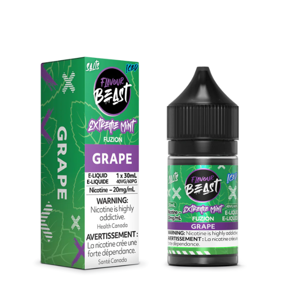 Flavour Beast ICE Salt Nic Vape Juice - Extreme mint Fuzion Grape (30ml)