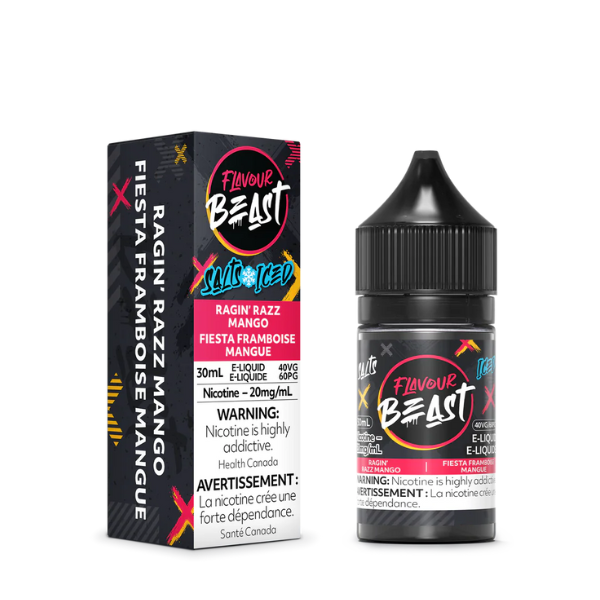 Flavour Beast ICE Salt Nic Vape Juice - Ragin Razz Mango (30ml)