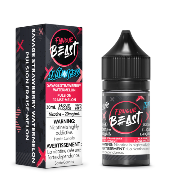 Flavour Beast ICE Salt Nic Vape Juice - Savage Strawberry Watermelon (30ml)