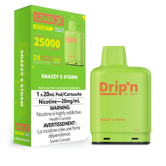 Level X Drip'n Boost G2 Pod 20mL Snazzy S Storm 25000 Puffs 20mg
