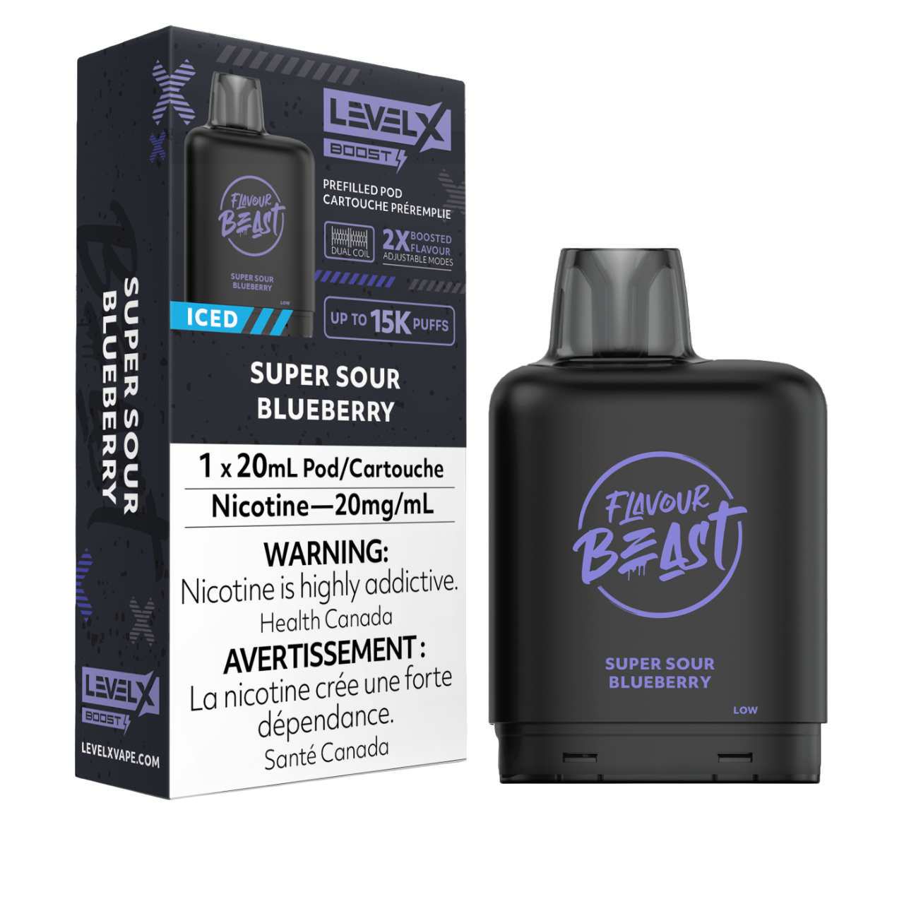 Flavour Beast Level X Pod 20mL Bomb Blue Razz 15000 Puffs 20mg