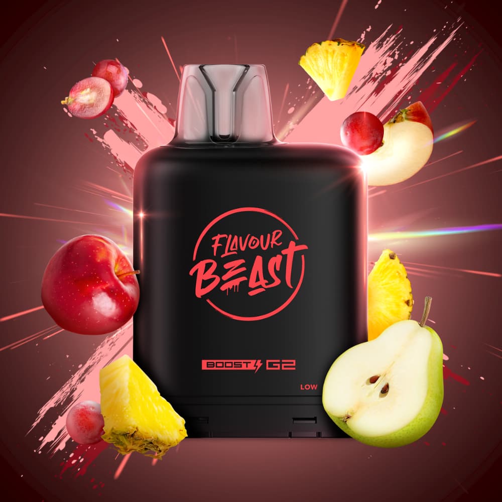 Level X Flavour Beast Boost G2 Iced Pod 20mL Famous Fruit KO 25000 Puffs 20mg