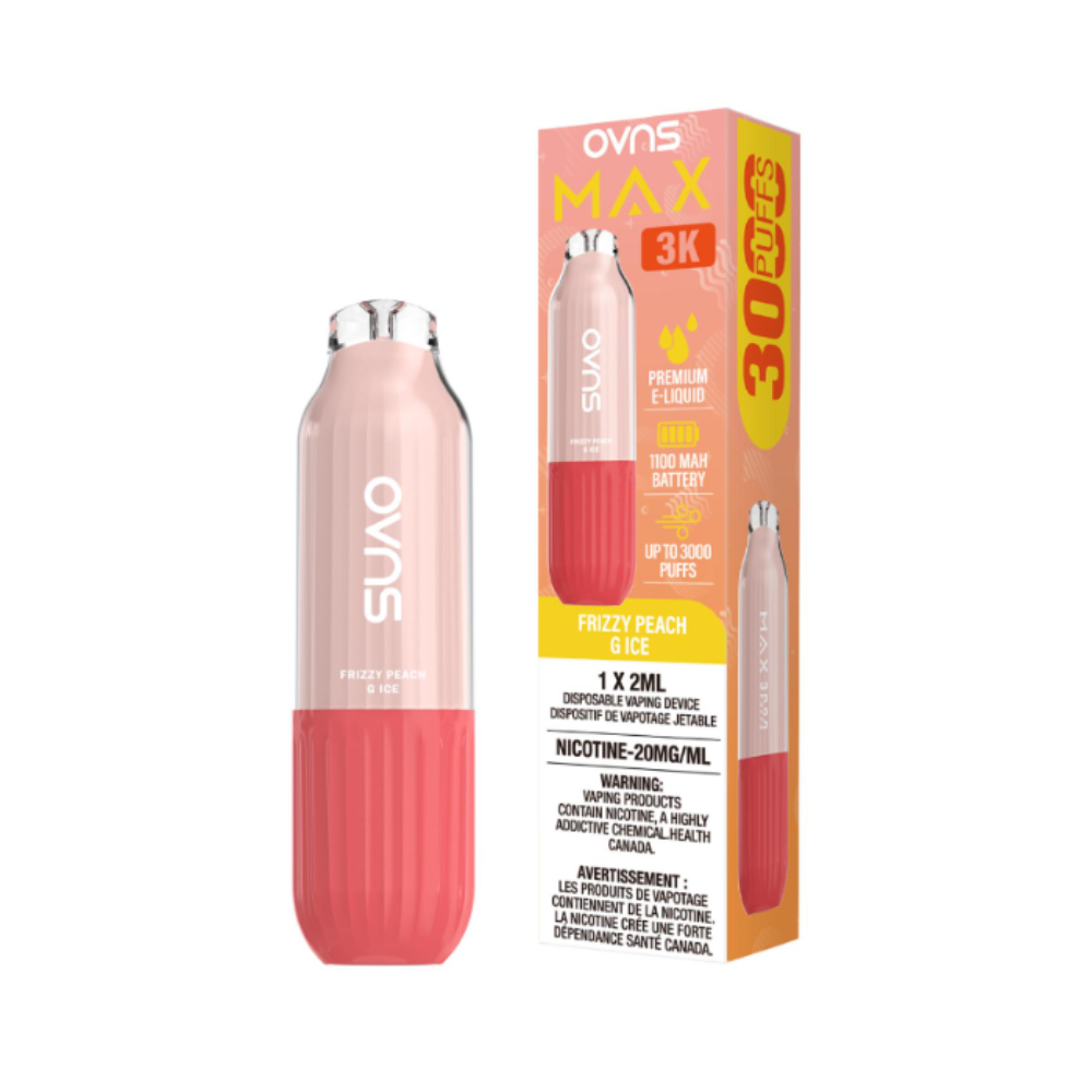 OVNS Max 3K Disposable Vape: Frizzy Peach G Ice (2mL)