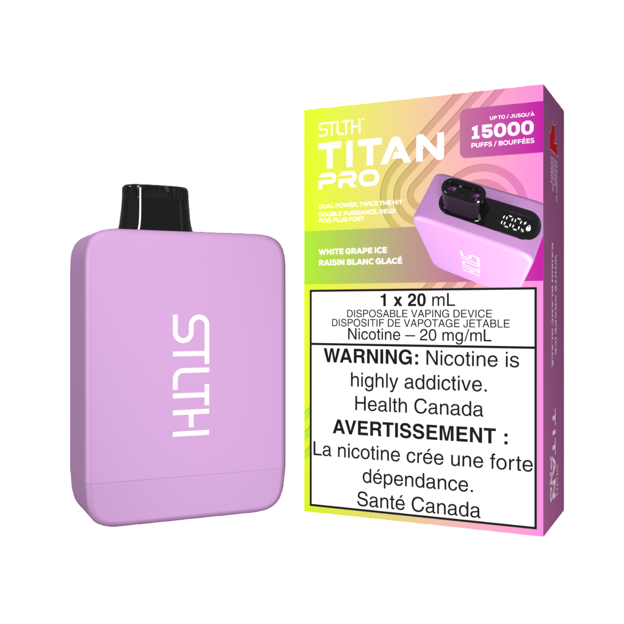 STLTH Titan Pro Disposable White Grape Ice 15000 Puffs 20mg