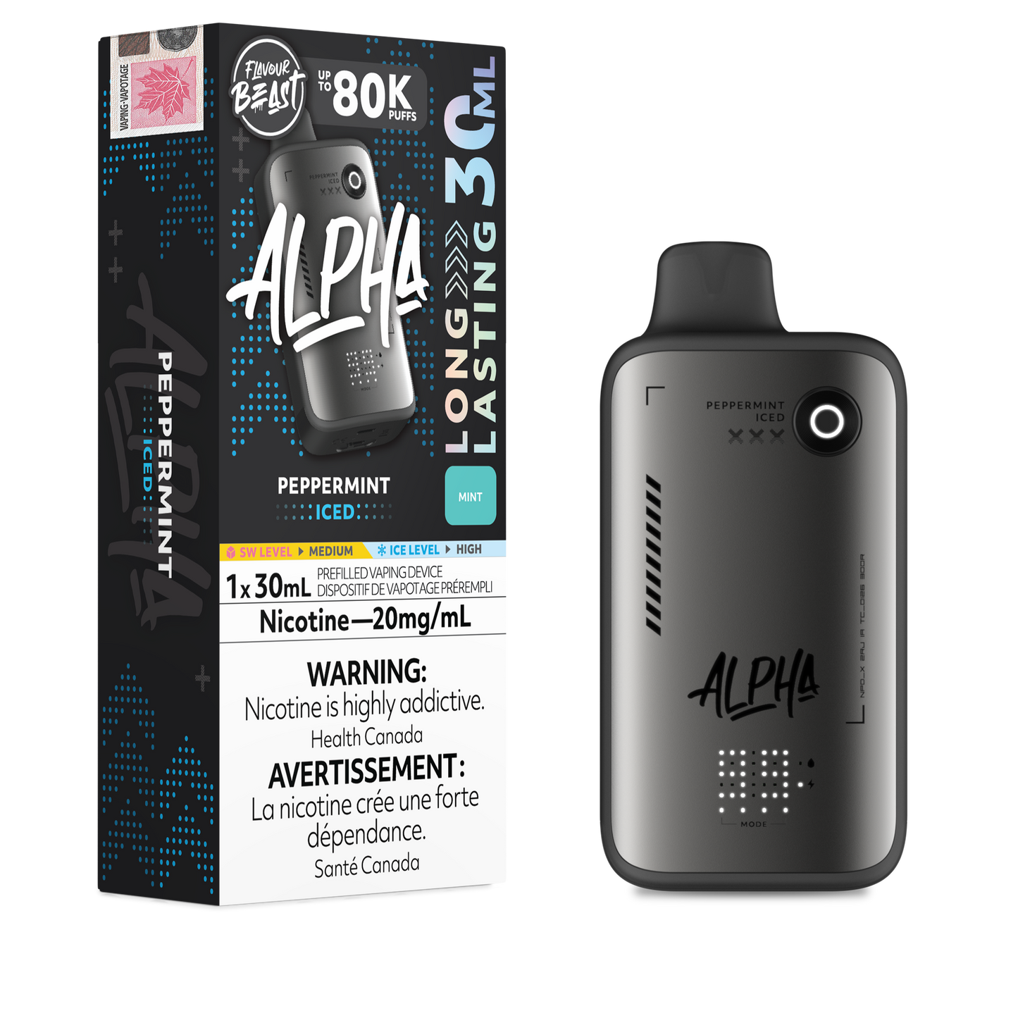 Flavour Beast Alpha Disposable Vape - Peppermint- 80K Puffs - 20mg - 30mL