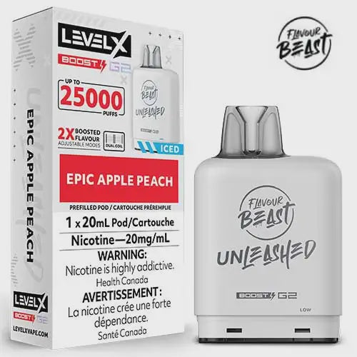 Flavour Beast Unleashed Level X Iced Boost Pod Epic Apple Peach 25000 Puffs 20mL 20mg