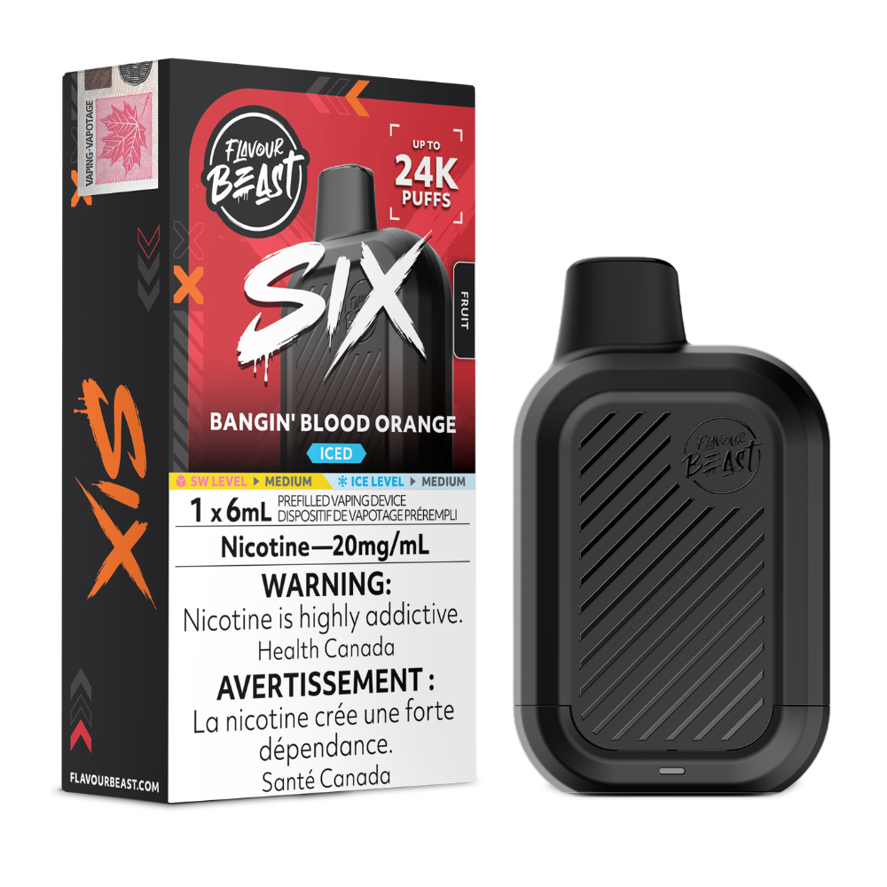 Flavour Beast Six 24k Disposable Vape: Bangin' Blood Orange Iced (6mL)