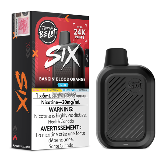 Flavour Beast Six 24k Disposable Vape: Bangin' Blood Orange Iced (6mL)