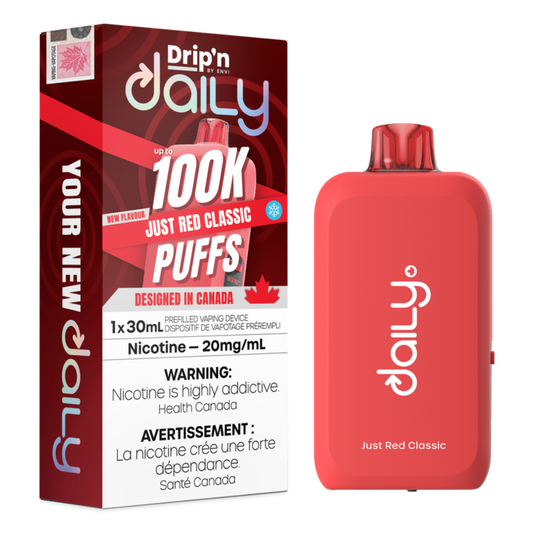 Drip'n Daily Disposable Vape - 100K Puffs - 30mL -Just Red Classic Iced