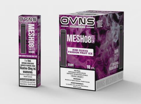 OVNS MESH08 PRO Kiwi Guava Passion Fruit Ice 10mL 20mg 5500 Puffs