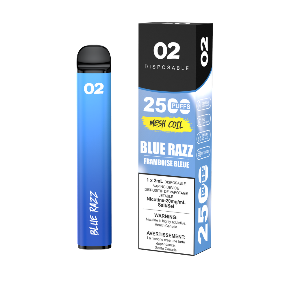 O2 2500 Puffs Disposable Vape - Blue Razz