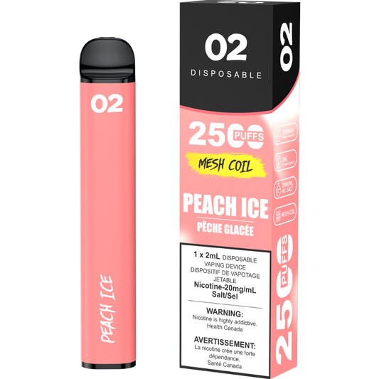 O2 2500 Puffs Disposable Vape - Peach Ice