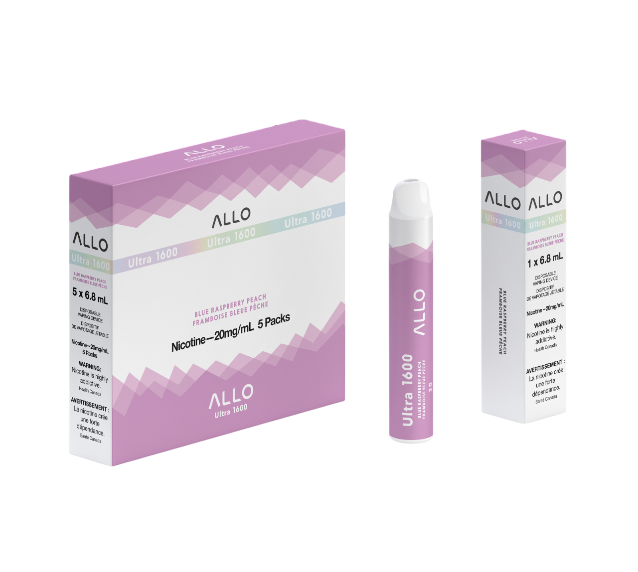 ALLO Ultra 1600 Blue Raspberry Peach 6mL 1600 Puffs 20mg