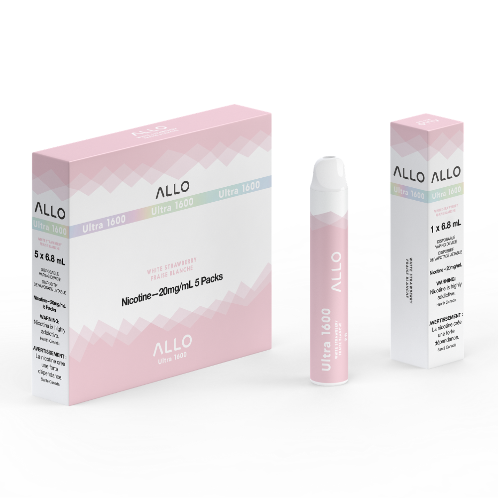Allo Ultra 1600 Disposable Vape: White Strawberry
