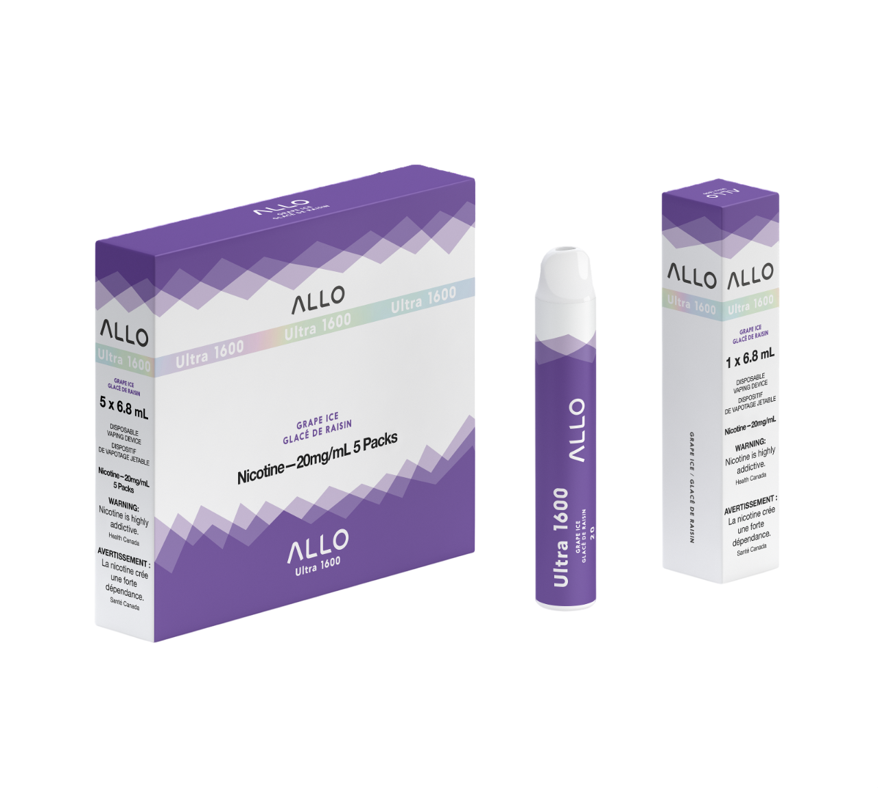 ALLO Ultra 1600 Grape Ice 6mL 1600 Puffs 20mg