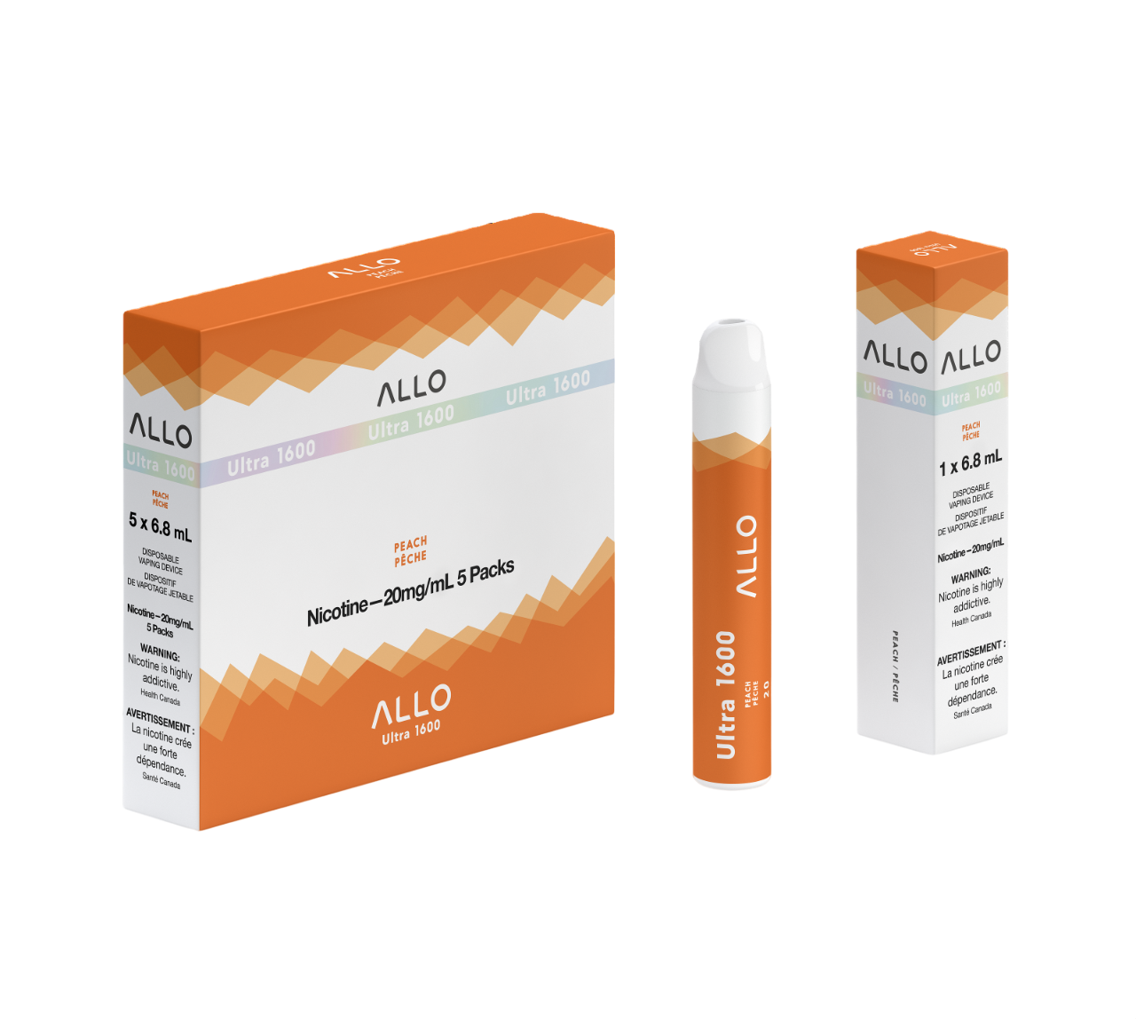 ALLO Ultra 1600 Peach 1600 6mL 1600 Puffs 20mg