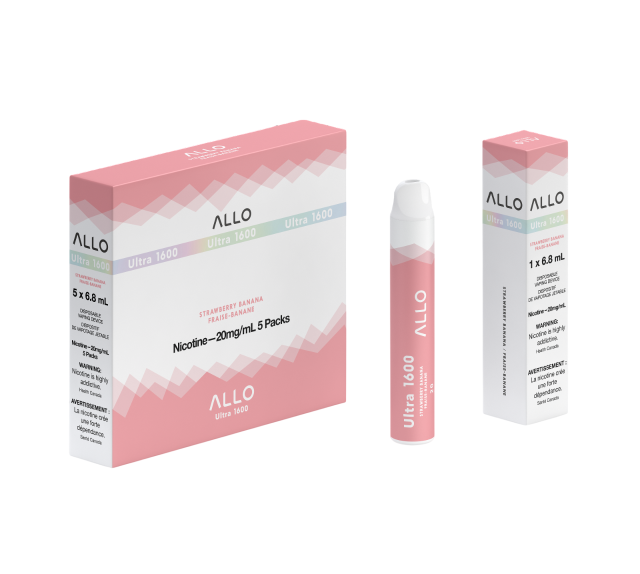 ALLO Ultra 1600 Strawberry Banana 6mL 1600 Puffs 20mg