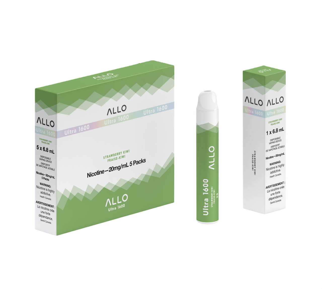 ALLO Ultra 1600 Strawberry Kiwi 6mL 1600 Puffs 20mg