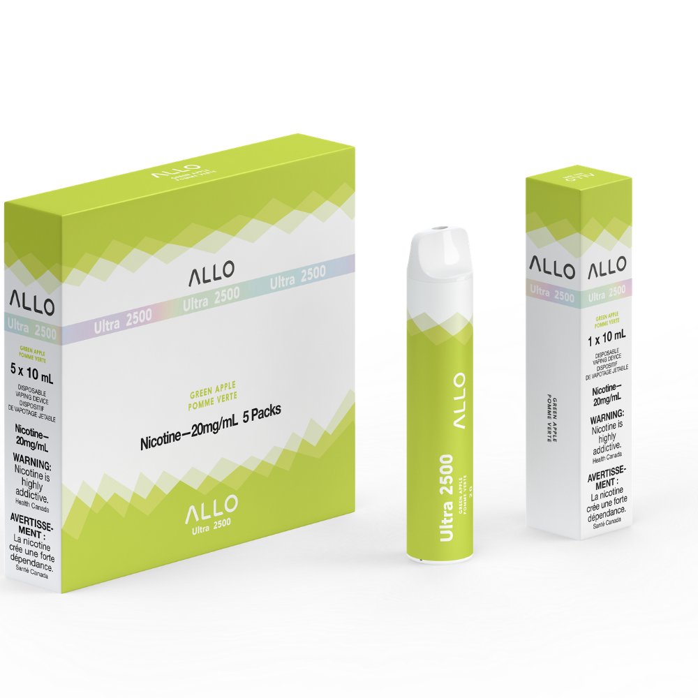 Allo Ultra 2500 Disposable Vape: Green Apple (8mL)