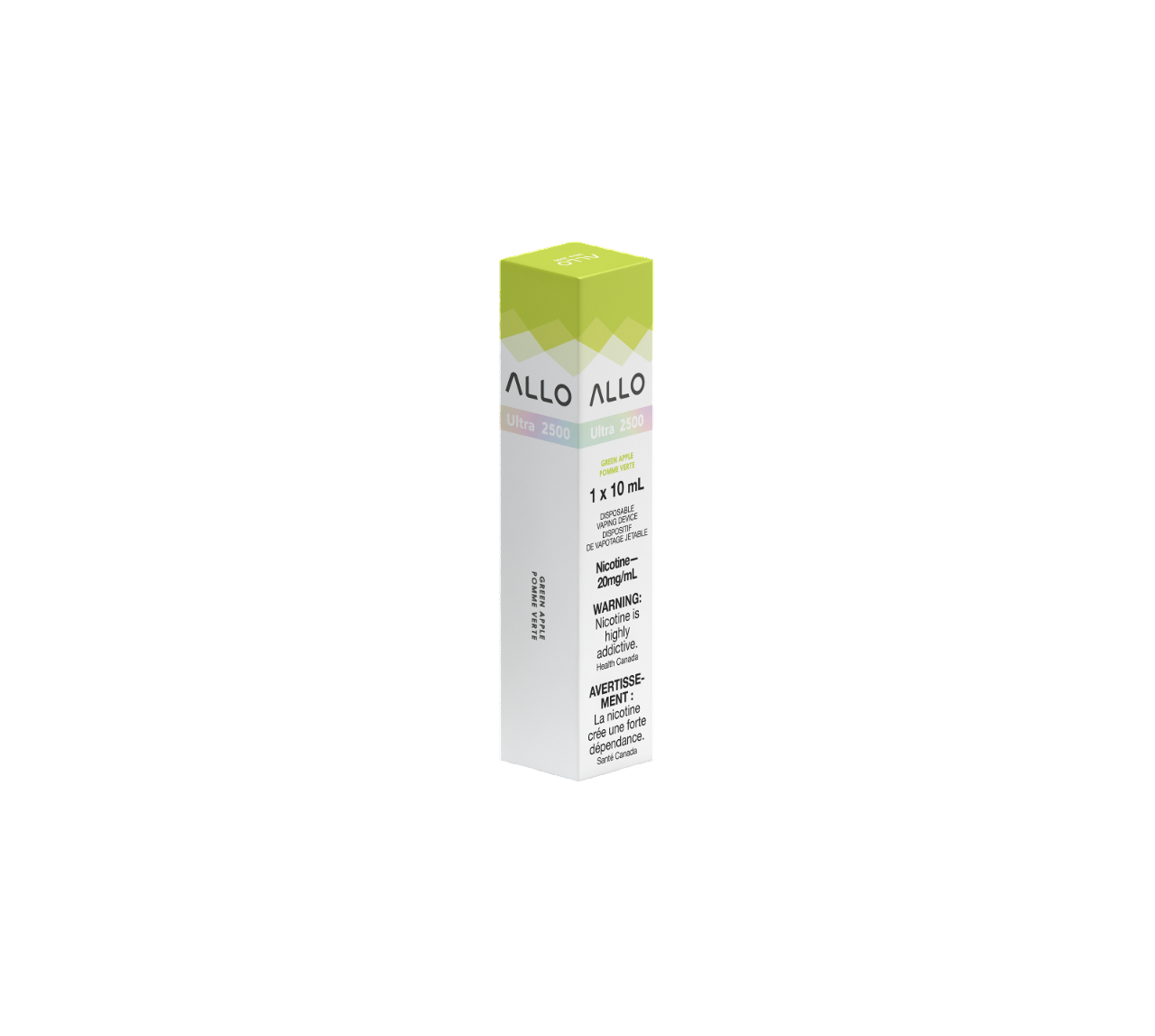 ALLO Ultra 2500 Green Apple 10mL 2500 Puffs 20mg