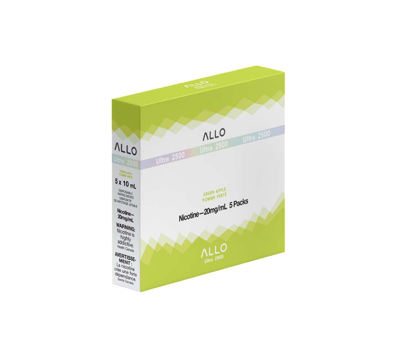 ALLO Ultra 2500 Green Apple 10mL 2500 Puffs 20mg