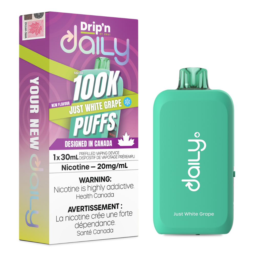 Drip'n Daily  Disposable Vape - 100K Puffs - 30mL - Just White Grape
