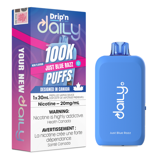 Drip'n Daily  Disposable Vape - 100K Puffs - 30mL - Just Blue Razz