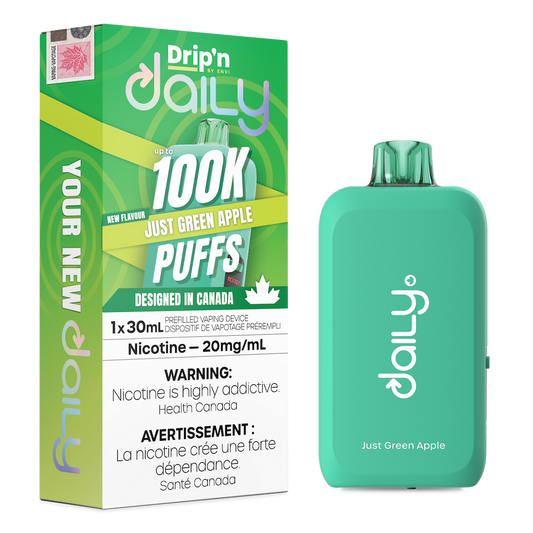 Drip'n Daily  Disposable Vape - 100K Puffs - 30mL - Just Green Apple