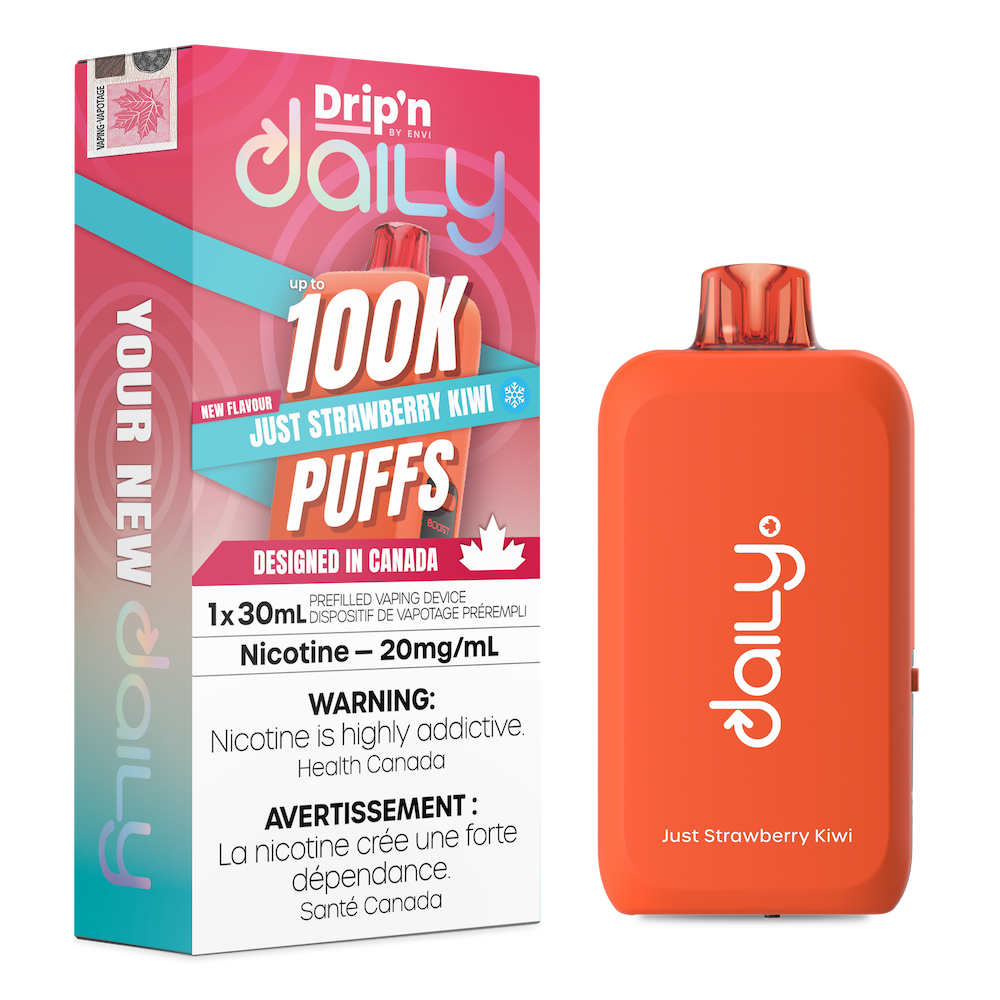 Drip'n Daily  Disposable Vape - 100K Puffs - 30mL - Just Strawberry Kiwi