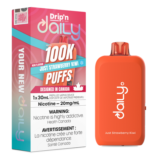 Drip'n Daily  Disposable Vape - 100K Puffs - 30mL - Just Strawberry Kiwi