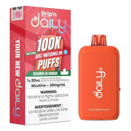 Drip'n Daily  Disposable Vape - 100K Puffs - 30mL - Just Watermelon