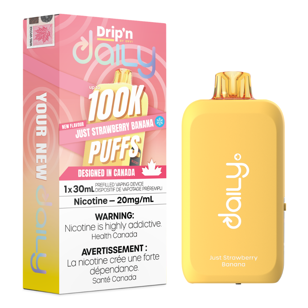 Drip'n Daily Disposable Vape - 100K Puffs - 30mL - Just Strawberry Banana
