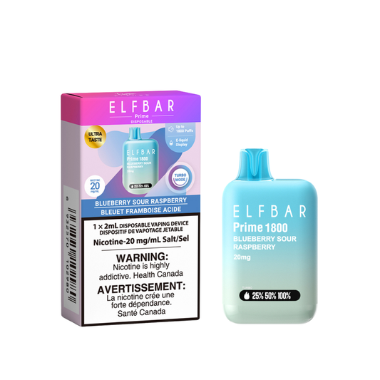 Elf Bar Prime 1800 Puffs Disposable Vape - Blueberry Sour Raspberry (2mL)