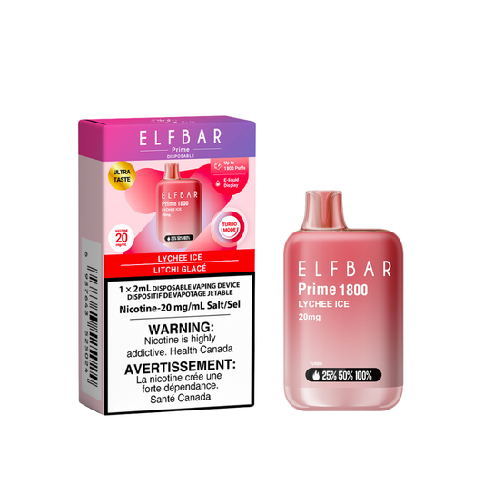 Elf Bar Prime 1800 Puffs Disposable Vape - Lychee Ice (2mL)