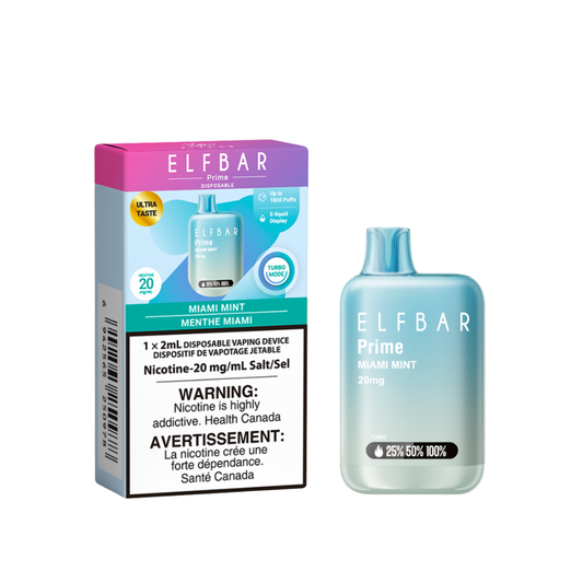 Elf Bar Prime 1800 Puffs Disposable Vape - Miami Mint (2mL)
