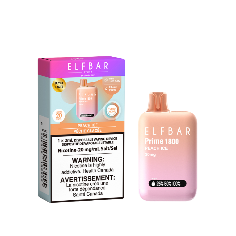Elf Bar Prime 1800 Puffs Disposable Vape - Peach Ice (2mL)