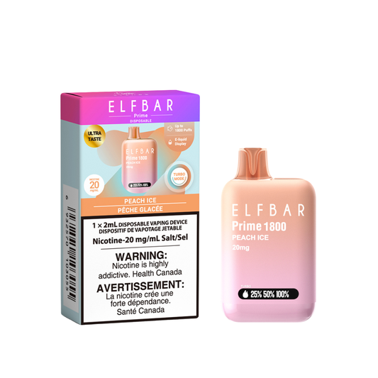 Elf Bar Prime 1800 Puffs Disposable Vape - Peach Ice (2mL)