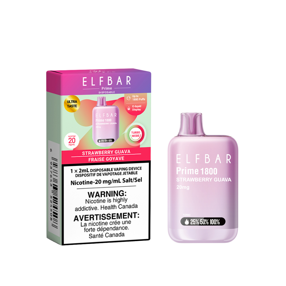 Elf Bar Prime 1800 Puffs Disposable Vape - Strawberry Guava (2mL)