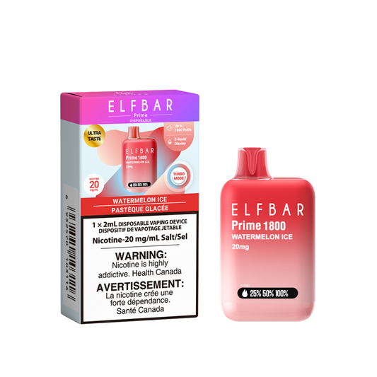 Elf Bar Prime 1800 Puffs Disposable Vape - Watermelon Ice (2mL)