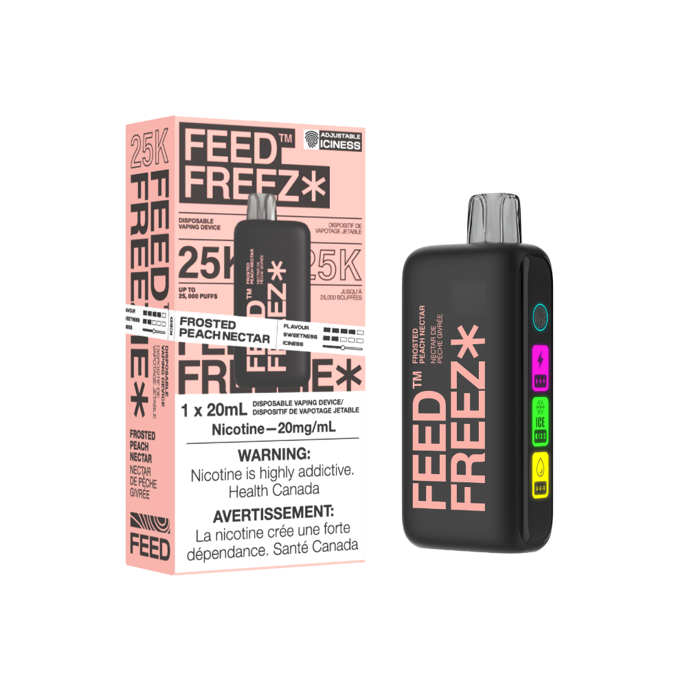 Feed Freezie Disposable Frosted Peach Nectar 20mL 20 mg Upto 25000 Puffs