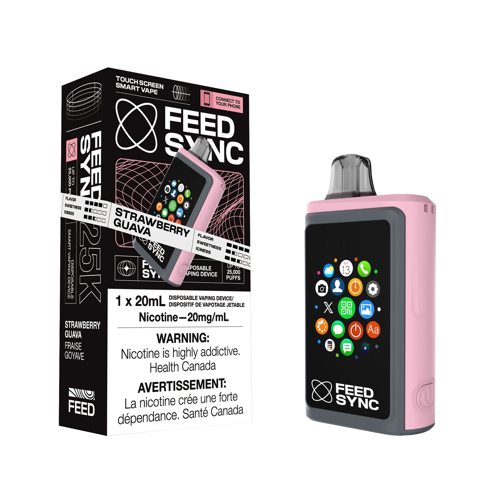 Feed Sync Smart Disposable Strawberry Guava 20 mL 20 mg 25000 Puffs