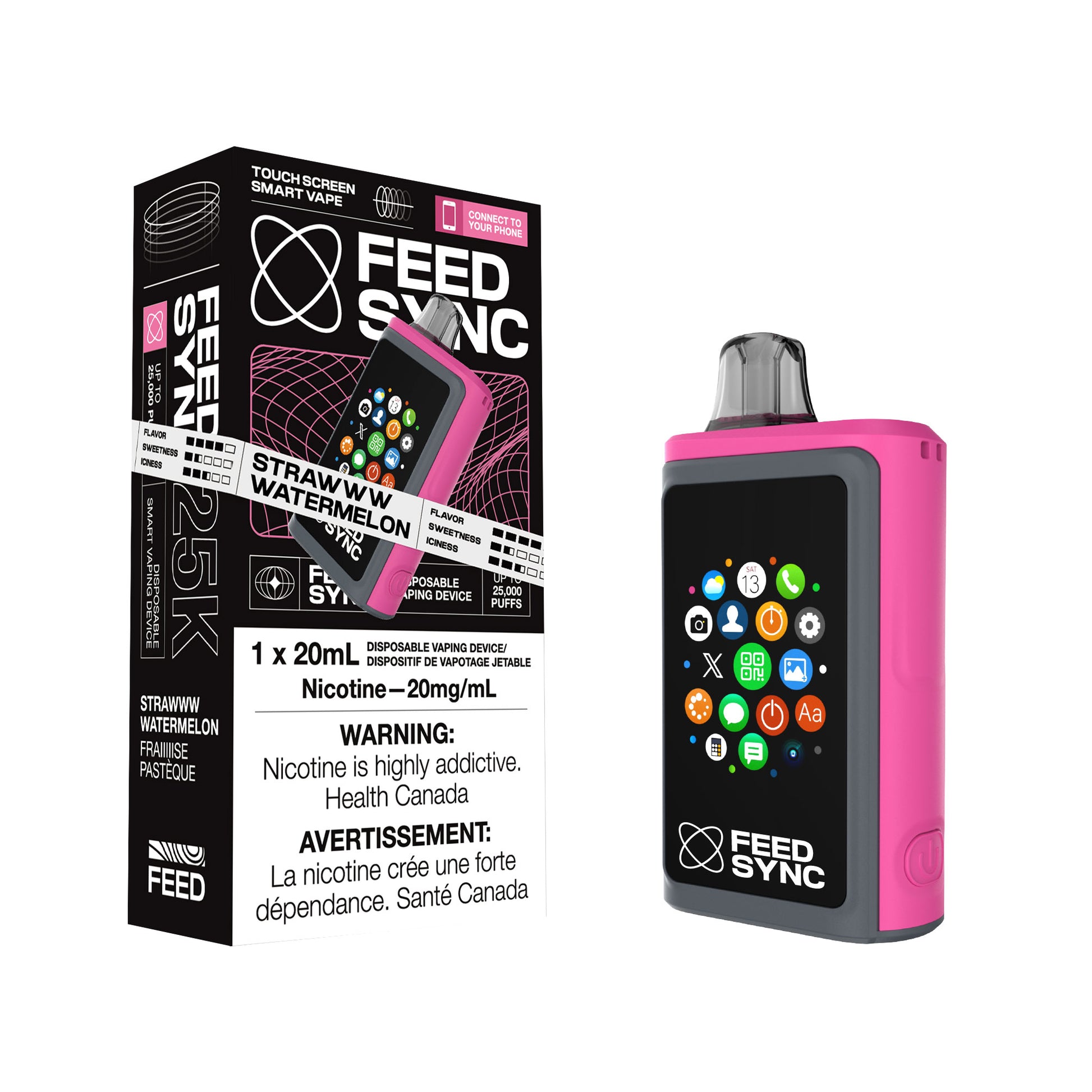 Feed Sync Smart Disposable Straw Watermelon 20 mL 20 mg 25000 Puffs